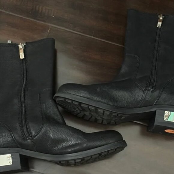 Vince Camuto Black Combat Moto Boots with Zipper - Picture 4 of 6